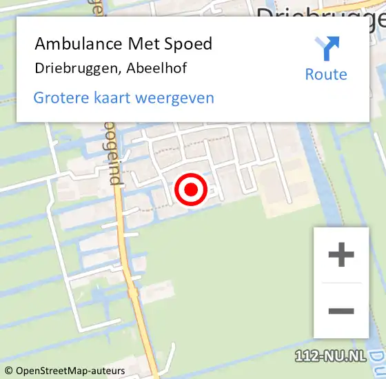 Locatie op kaart van de 112 melding: Ambulance Met Spoed Naar Driebruggen, Abeelhof op 13 oktober 2023 14:17