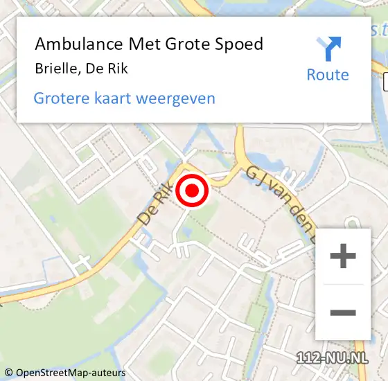 Locatie op kaart van de 112 melding: Ambulance Met Grote Spoed Naar Brielle, De Rik op 13 oktober 2023 14:19