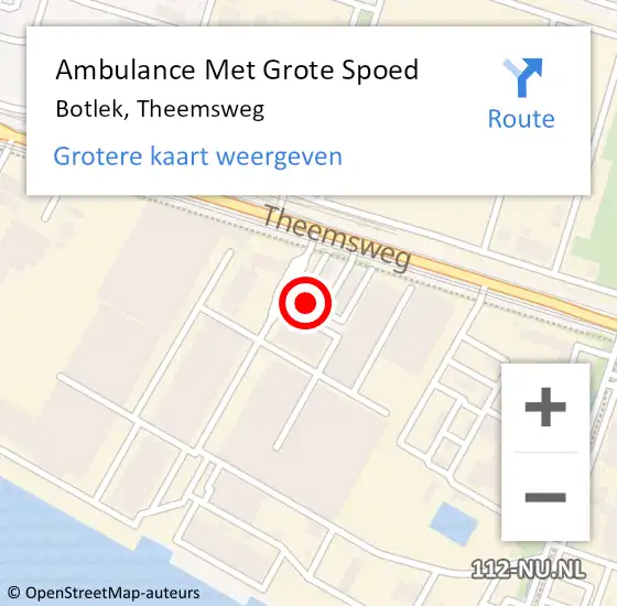 Locatie op kaart van de 112 melding: Ambulance Met Grote Spoed Naar Botlek, Theemsweg op 13 oktober 2023 14:36