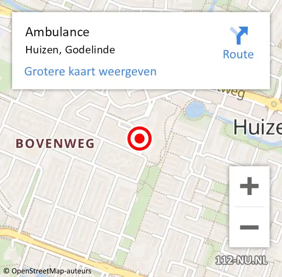 Locatie op kaart van de 112 melding: Ambulance Huizen, Godelinde op 11 september 2014 13:38