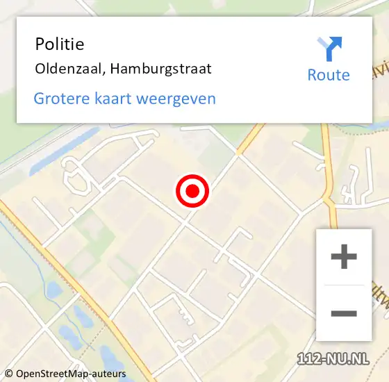 Locatie op kaart van de 112 melding: Politie Oldenzaal, Hamburgstraat op 13 oktober 2023 14:48