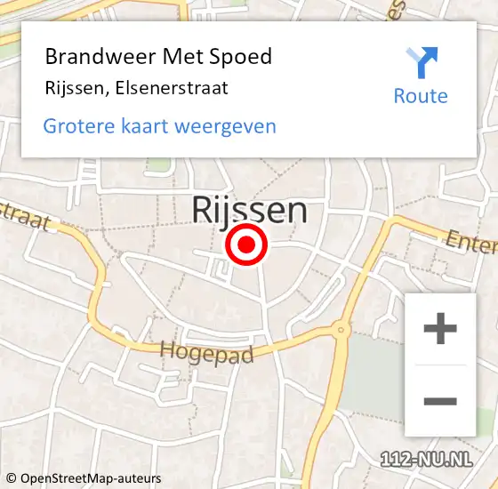 Locatie op kaart van de 112 melding: Brandweer Met Spoed Naar Rijssen, Elsenerstraat op 11 september 2014 13:39