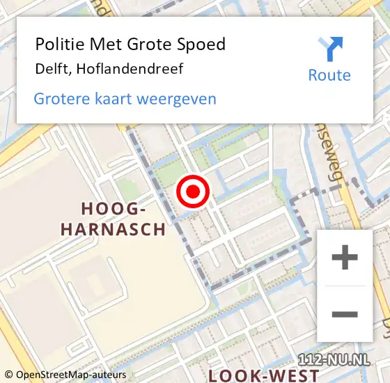 Locatie op kaart van de 112 melding: Politie Met Grote Spoed Naar Delft, Hoflandendreef op 13 oktober 2023 15:28