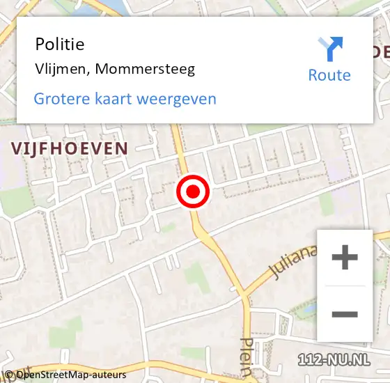Locatie op kaart van de 112 melding: Politie Vlijmen, Mommersteeg op 13 oktober 2023 15:57