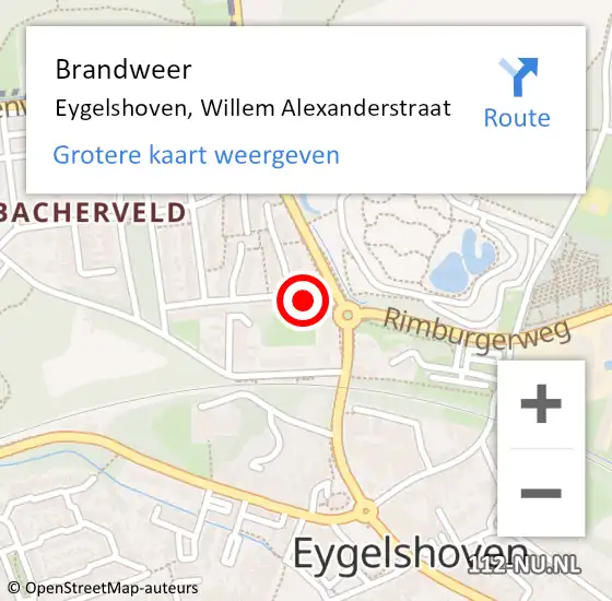 Locatie op kaart van de 112 melding: Brandweer Eygelshoven, Willem Alexanderstraat op 11 september 2014 13:45