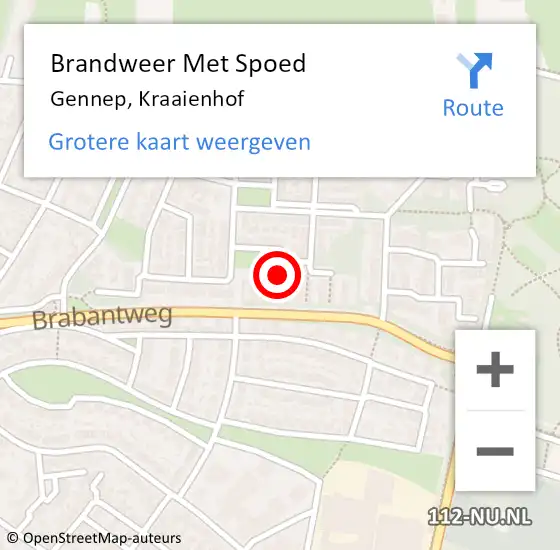 Locatie op kaart van de 112 melding: Brandweer Met Spoed Naar Gennep, Kraaienhof op 13 oktober 2023 16:25