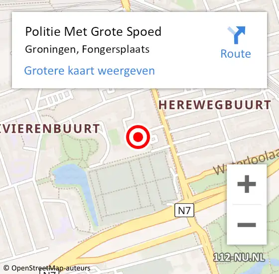 Locatie op kaart van de 112 melding: Politie Met Grote Spoed Naar Groningen, Fongersplaats op 13 oktober 2023 17:37