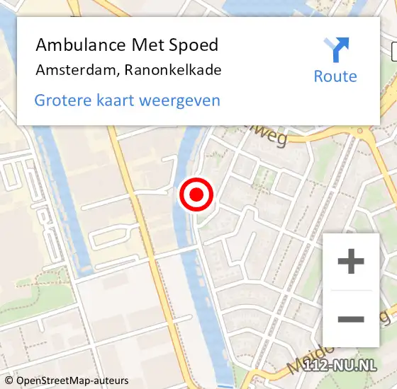 Locatie op kaart van de 112 melding: Ambulance Met Spoed Naar Amsterdam, Ranonkelkade op 13 oktober 2023 17:37