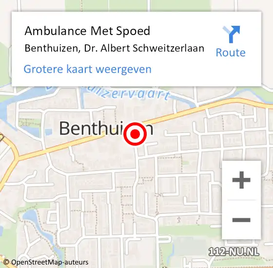 Locatie op kaart van de 112 melding: Ambulance Met Spoed Naar Benthuizen, Dr. Albert Schweitzerlaan op 13 oktober 2023 18:08