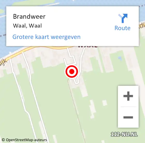 Locatie op kaart van de 112 melding: Brandweer Waal, Waal op 13 oktober 2023 18:08