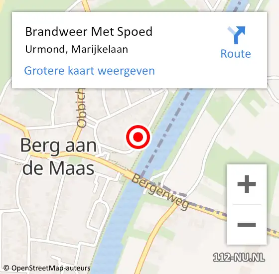 Locatie op kaart van de 112 melding: Brandweer Met Spoed Naar Urmond, Marijkelaan op 13 oktober 2023 18:29