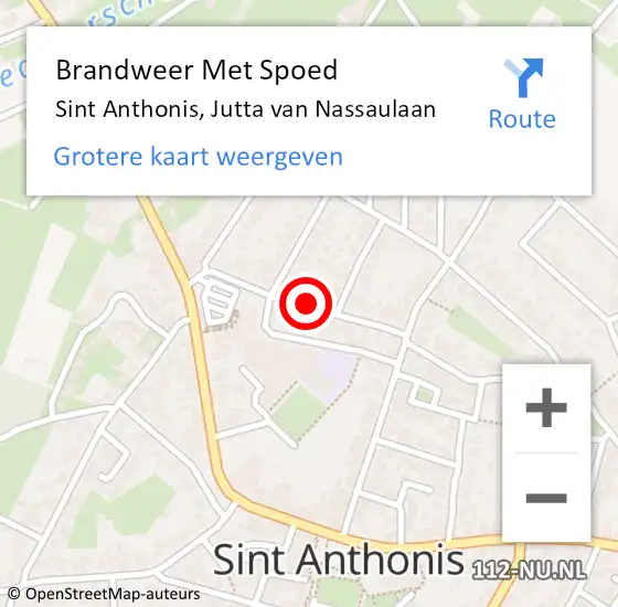 Locatie op kaart van de 112 melding: Brandweer Met Spoed Naar Sint Anthonis, Jutta van Nassaulaan op 13 oktober 2023 18:54