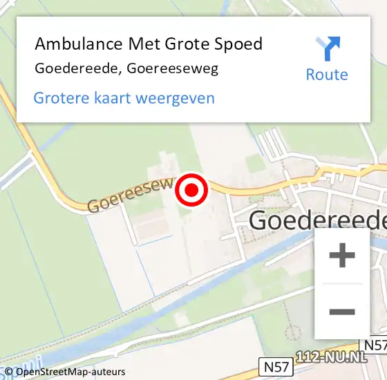 Locatie op kaart van de 112 melding: Ambulance Met Grote Spoed Naar Goedereede, Goereeseweg op 13 oktober 2023 18:59