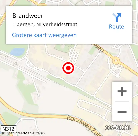 Locatie op kaart van de 112 melding: Brandweer Eibergen, Nijverheidsstraat op 13 oktober 2023 19:07