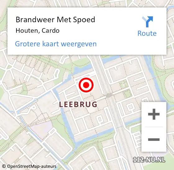 Locatie op kaart van de 112 melding: Brandweer Met Spoed Naar Houten, Cardo op 13 oktober 2023 19:34