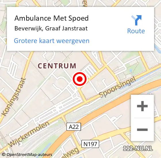 Locatie op kaart van de 112 melding: Ambulance Met Spoed Naar Beverwijk, Graaf Janstraat op 13 oktober 2023 19:45