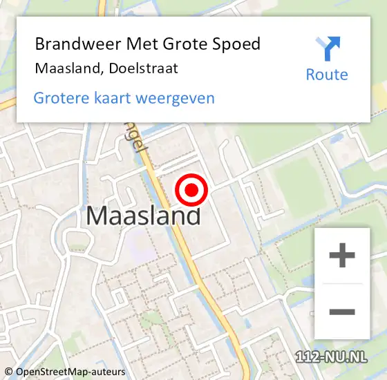 Locatie op kaart van de 112 melding: Brandweer Met Grote Spoed Naar Maasland, Doelstraat op 13 oktober 2023 19:55