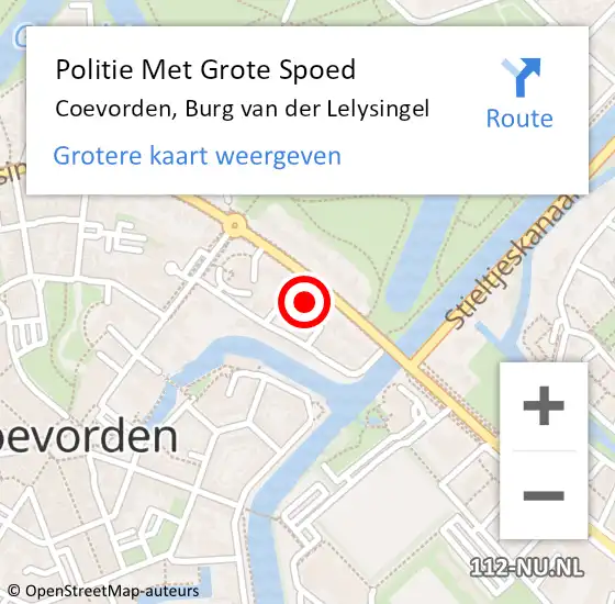 Locatie op kaart van de 112 melding: Politie Met Grote Spoed Naar Coevorden, Burg van der Lelysingel op 13 oktober 2023 20:30