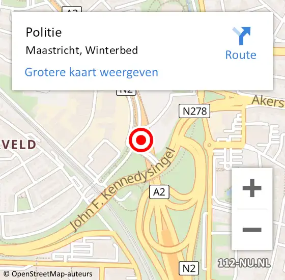 Locatie op kaart van de 112 melding: Politie Maastricht, Winterbed op 13 oktober 2023 20:32