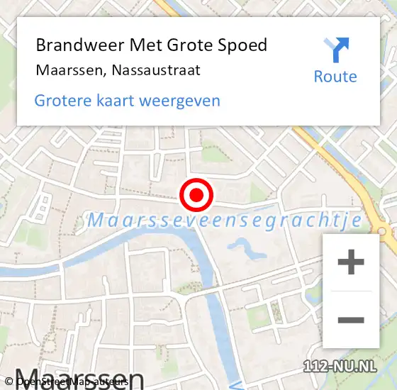 Locatie op kaart van de 112 melding: Brandweer Met Grote Spoed Naar Maarssen, Nassaustraat op 13 oktober 2023 20:32