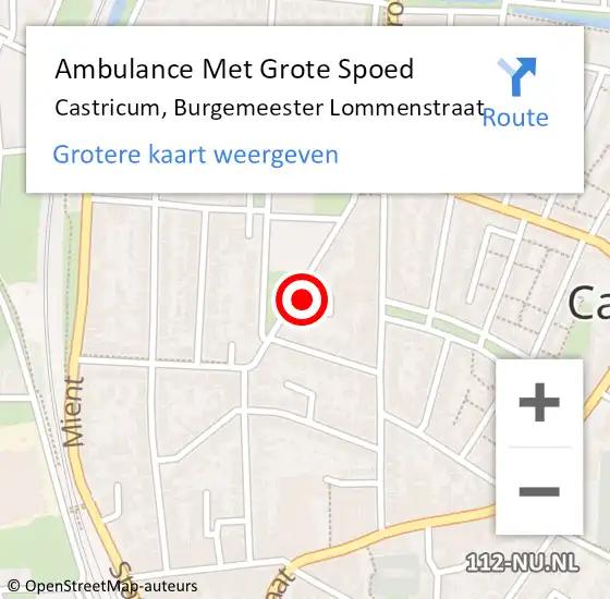 Locatie op kaart van de 112 melding: Ambulance Met Grote Spoed Naar Castricum, Burgemeester Lommenstraat op 13 oktober 2023 20:47