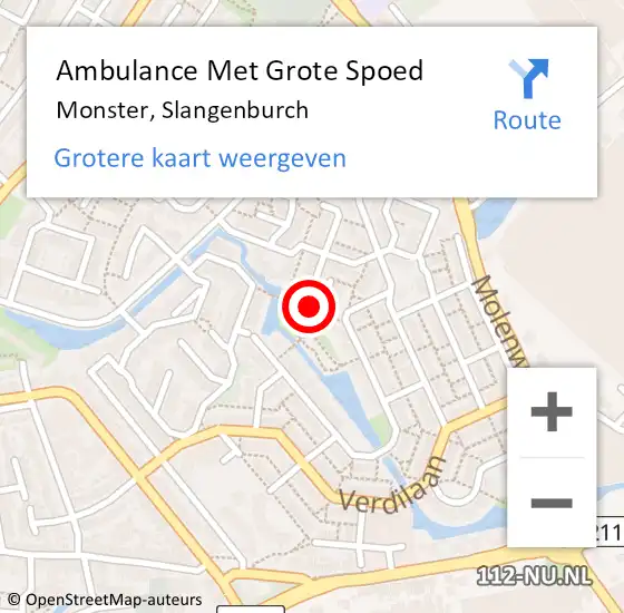 Locatie op kaart van de 112 melding: Ambulance Met Grote Spoed Naar Monster, Slangenburch op 13 oktober 2023 21:15