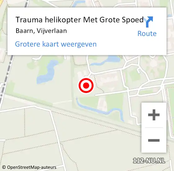 Locatie op kaart van de 112 melding: Trauma helikopter Met Grote Spoed Naar Baarn, Vijverlaan op 13 oktober 2023 21:26