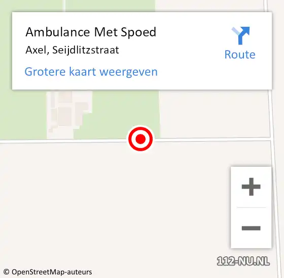 Locatie op kaart van de 112 melding: Ambulance Met Spoed Naar Axel, Seijdlitzstraat op 11 september 2014 14:10