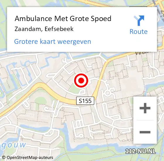 Locatie op kaart van de 112 melding: Ambulance Met Grote Spoed Naar Zaandam, Eefsebeek op 13 oktober 2023 22:00