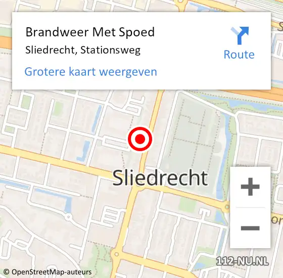 Locatie op kaart van de 112 melding: Brandweer Met Spoed Naar Sliedrecht, Stationsweg op 13 oktober 2023 22:13