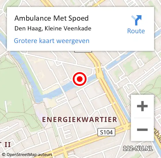 Locatie op kaart van de 112 melding: Ambulance Met Spoed Naar Den Haag, Kleine Veenkade op 13 oktober 2023 22:31