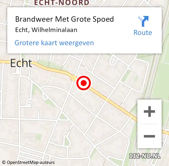 Locatie op kaart van de 112 melding: Brandweer Met Grote Spoed Naar Echt, Wilhelminalaan op 13 oktober 2023 22:51