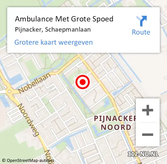 Locatie op kaart van de 112 melding: Ambulance Met Grote Spoed Naar Pijnacker, Schaepmanlaan op 13 oktober 2023 22:53