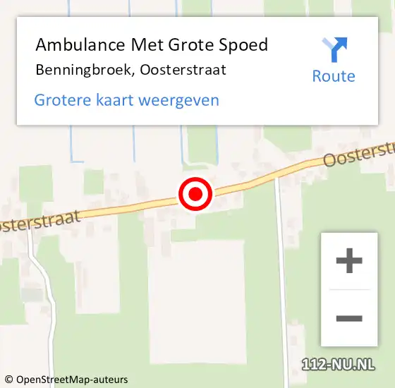Locatie op kaart van de 112 melding: Ambulance Met Grote Spoed Naar Benningbroek, Oosterstraat op 13 oktober 2023 22:54