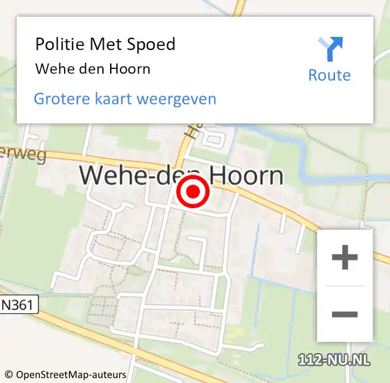 Locatie op kaart van de 112 melding: Politie Met Spoed Naar Wehe den Hoorn op 13 oktober 2023 23:23