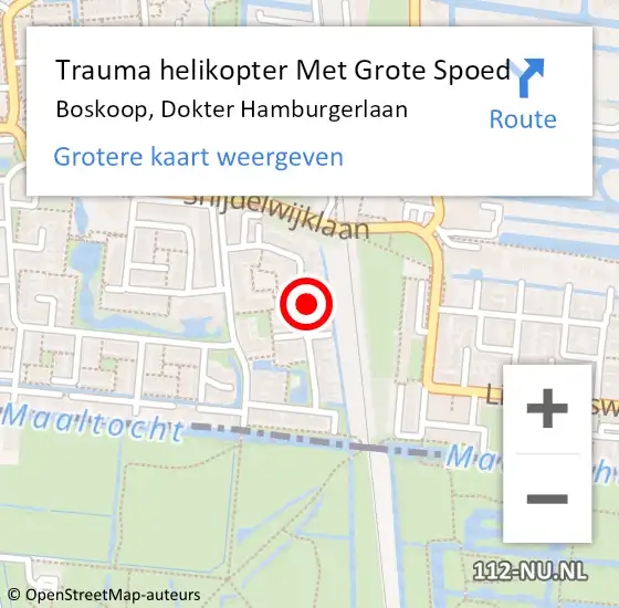 Locatie op kaart van de 112 melding: Trauma helikopter Met Grote Spoed Naar Boskoop, Dokter Hamburgerlaan op 13 oktober 2023 23:31