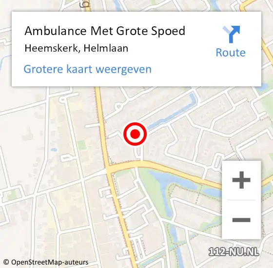 Locatie op kaart van de 112 melding: Ambulance Met Grote Spoed Naar Heemskerk, Helmlaan op 13 oktober 2023 23:36