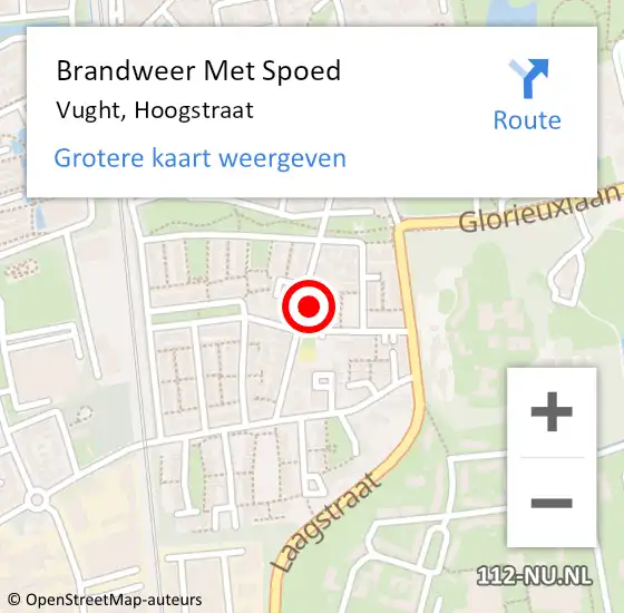 Locatie op kaart van de 112 melding: Brandweer Met Spoed Naar Vught, Hoogstraat op 13 oktober 2023 23:37