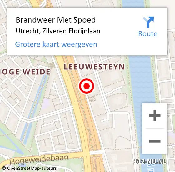 Locatie op kaart van de 112 melding: Brandweer Met Spoed Naar Utrecht, Zilveren Florijnlaan op 14 oktober 2023 00:10