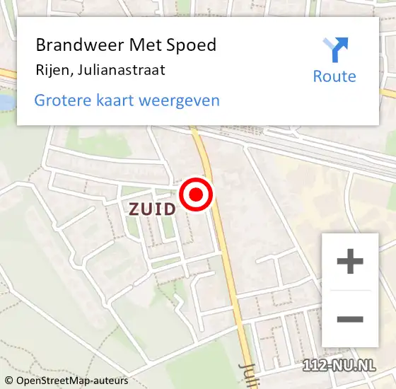 Locatie op kaart van de 112 melding: Brandweer Met Spoed Naar Rijen, Julianastraat op 14 oktober 2023 00:23