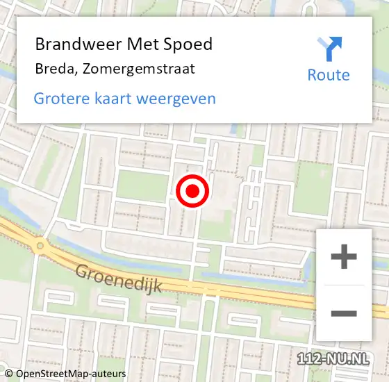 Locatie op kaart van de 112 melding: Brandweer Met Spoed Naar Breda, Zomergemstraat op 14 oktober 2023 00:49