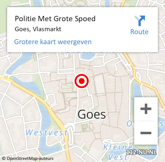 Locatie op kaart van de 112 melding: Politie Met Grote Spoed Naar Goes, Vlasmarkt op 14 oktober 2023 01:04