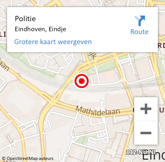 Locatie op kaart van de 112 melding: Politie Eindhoven, Eindje op 14 oktober 2023 01:23