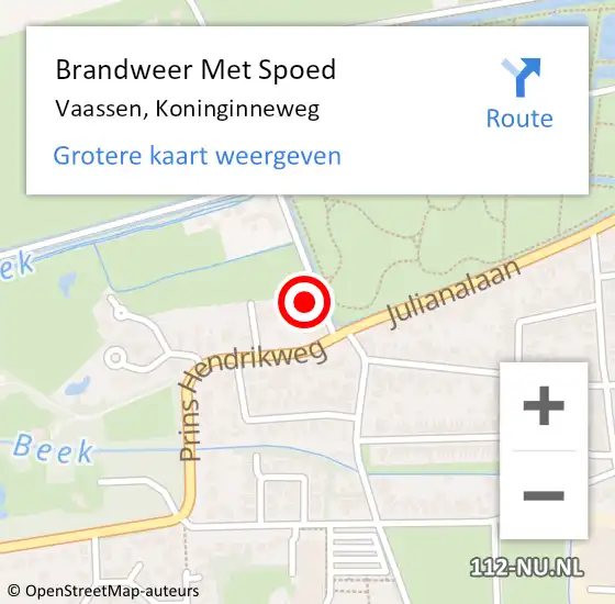 Locatie op kaart van de 112 melding: Brandweer Met Spoed Naar Vaassen, Koninginneweg op 14 oktober 2023 01:25