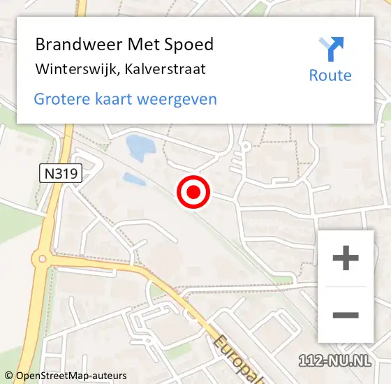 Locatie op kaart van de 112 melding: Brandweer Met Spoed Naar Winterswijk, Kalverstraat op 14 oktober 2023 01:32