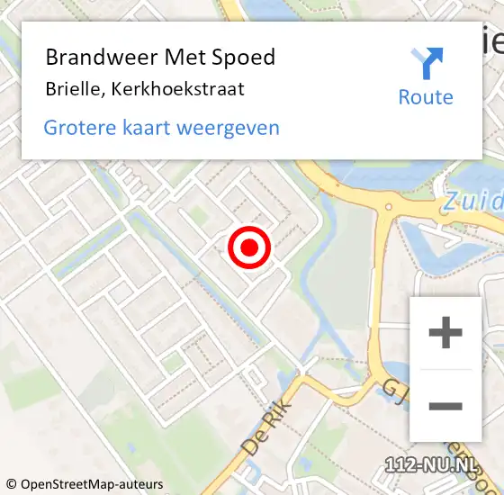 Locatie op kaart van de 112 melding: Brandweer Met Spoed Naar Brielle, Kerkhoekstraat op 14 oktober 2023 01:38