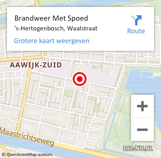 Locatie op kaart van de 112 melding: Brandweer Met Spoed Naar 's-Hertogenbosch, Waalstraat op 14 oktober 2023 03:04