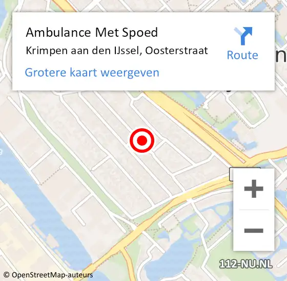 Locatie op kaart van de 112 melding: Ambulance Met Spoed Naar Krimpen aan den IJssel, Oosterstraat op 14 oktober 2023 03:27