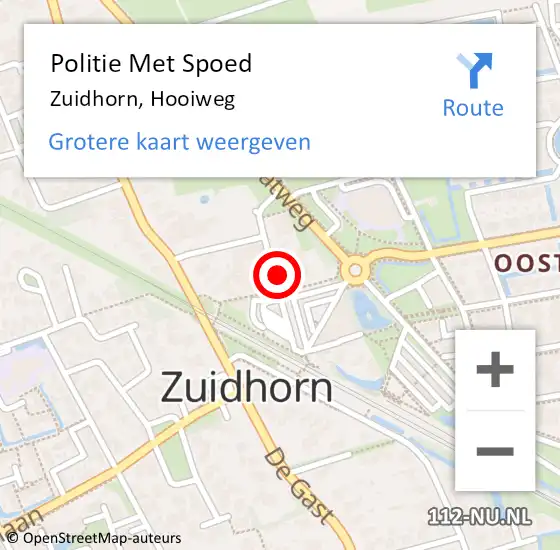 Locatie op kaart van de 112 melding: Politie Met Spoed Naar Zuidhorn, Hooiweg op 14 oktober 2023 03:45