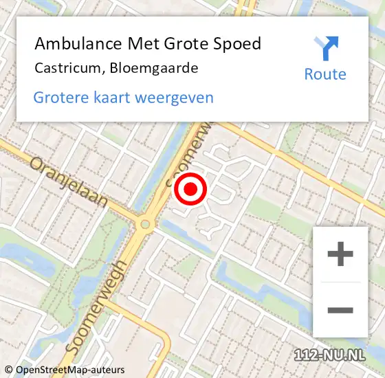 Locatie op kaart van de 112 melding: Ambulance Met Grote Spoed Naar Castricum, Bloemgaarde op 14 oktober 2023 03:51